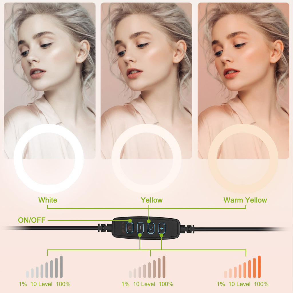 10in LED Selfie Ring Light Dimmable 120 LEDs Makeup Ring Lights With Adjustable Tripod Stand Cell Phone Holder USB Powered For YouTube Video Live Stream Makeup Photography