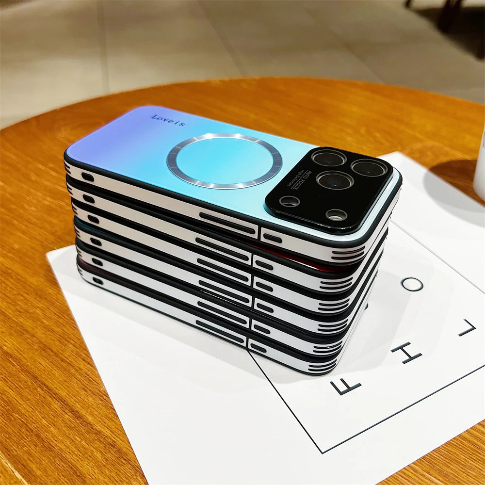 For Magsafe Magnetic Gradient Glass Case For iPhone 17 16 15 14 13 12 Pro Max Plus Air Wireless Charging Shockproof Phone Cover