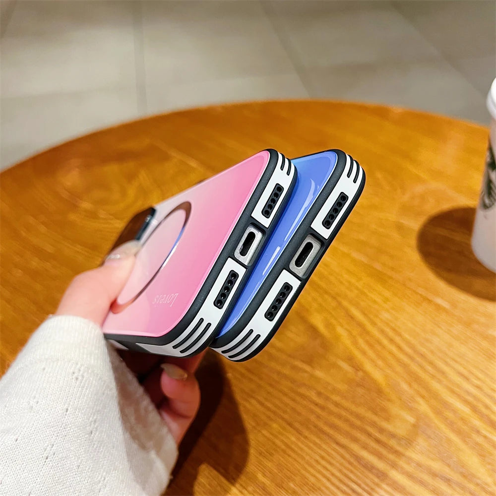 For Magsafe Magnetic Gradient Glass Case For iPhone 17 16 15 14 13 12 Pro Max Plus Air Wireless Charging Shockproof Phone Cover
