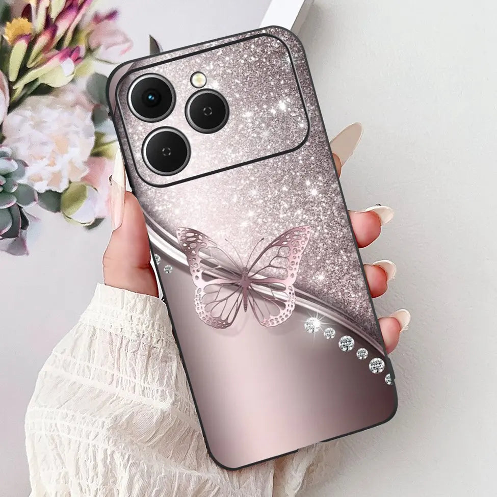 For Tecno Spark 40 Cover Case Luxury Fashion Butterfly Love Cute Cool Painted Back Cover For Techno Spark 40 Phone Case Silicone