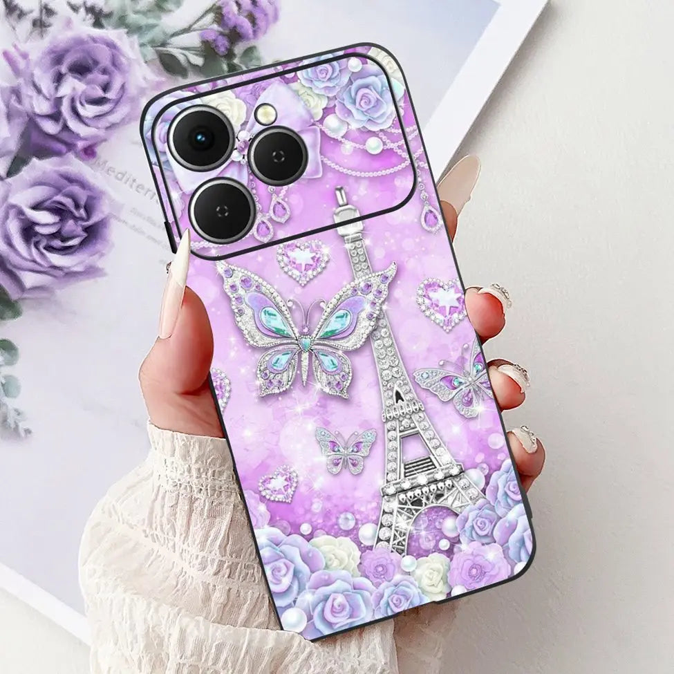 For Tecno Spark 40 Cover Case Luxury Fashion Butterfly Love Cute Cool Painted Back Cover For Techno Spark 40 Phone Case Silicone