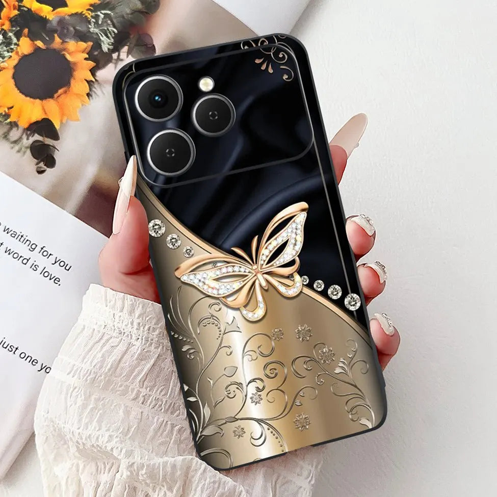For Tecno Spark 40 Cover Case Luxury Fashion Butterfly Love Cute Cool Painted Back Cover For Techno Spark 40 Phone Case Silicone