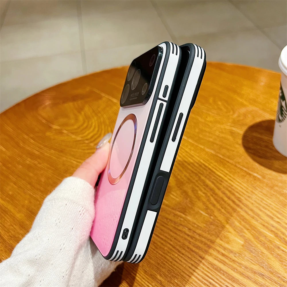 For Magsafe Magnetic Gradient Glass Case For iPhone 17 16 15 14 13 12 Pro Max Plus Air Wireless Charging Shockproof Phone Cover