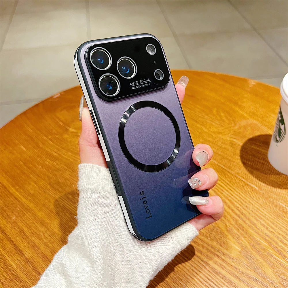 For Magsafe Magnetic Gradient Glass Case For iPhone 17 16 15 14 13 12 Pro Max Plus Air Wireless Charging Shockproof Phone Cover