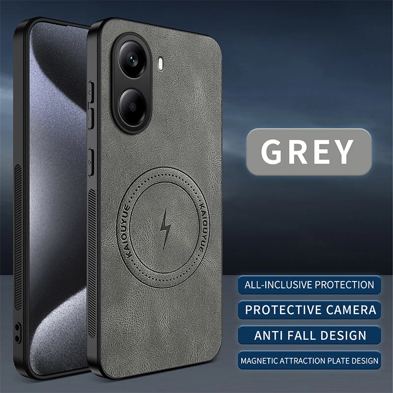 For Mi Poco X7 Pro Case Luxury PU Leather Skin Magnetic Magsafe Protective Back Cover For Poco C71 M7 Pro Phone Shell