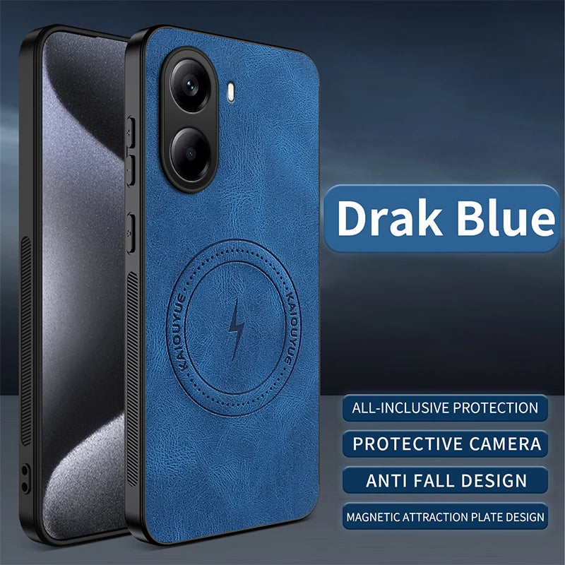 For Mi Poco X7 Pro Case Luxury PU Leather Skin Magnetic Magsafe Protective Back Cover For Poco C71 M7 Pro Phone Shell