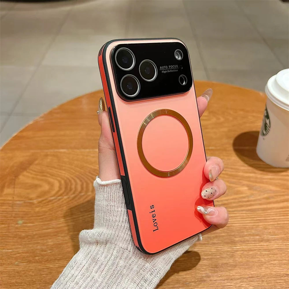 For Magsafe Magnetic Gradient Glass Case For iPhone 17 16 15 14 13 12 Pro Max Plus Air Wireless Charging Shockproof Phone Cover