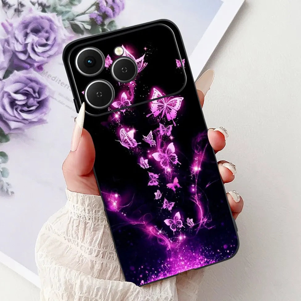 For Tecno Spark 40 Cover Case Luxury Fashion Butterfly Love Cute Cool Painted Back Cover For Techno Spark 40 Phone Case Silicone