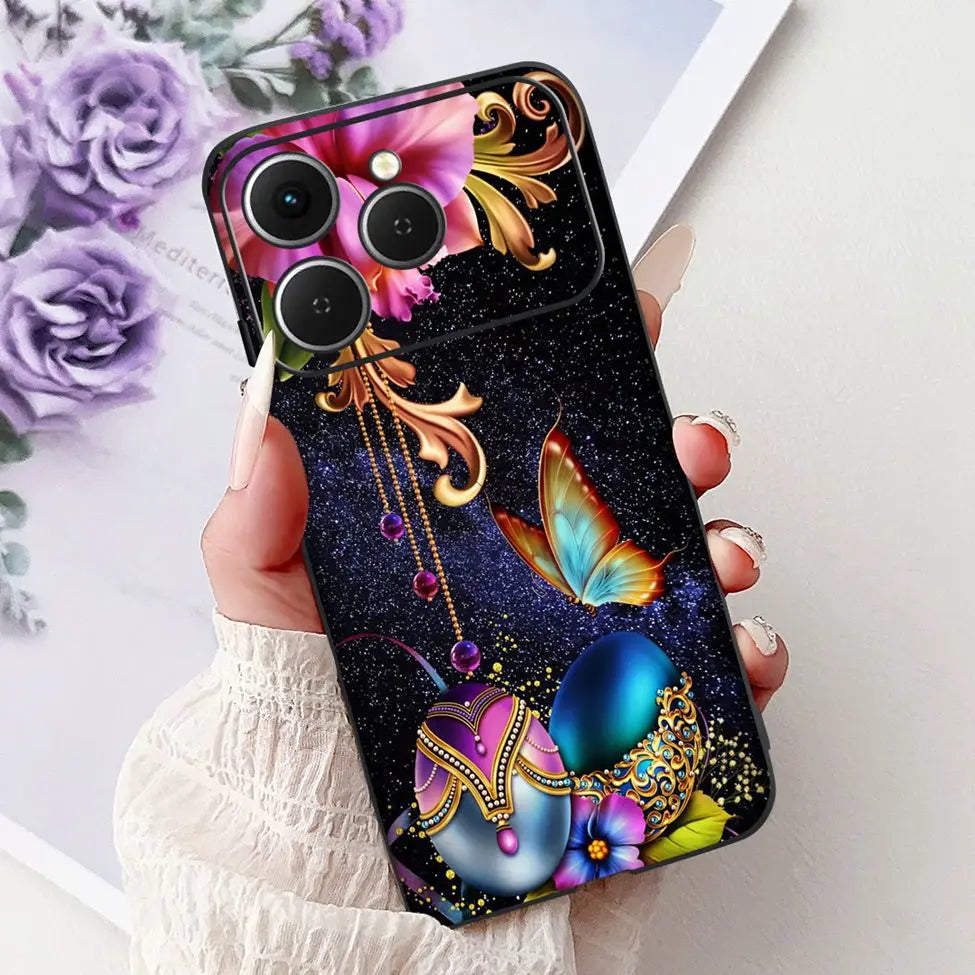 For Tecno Spark 40 Cover Case Luxury Fashion Butterfly Love Cute Cool Painted Back Cover For Techno Spark 40 Phone Case Silicone