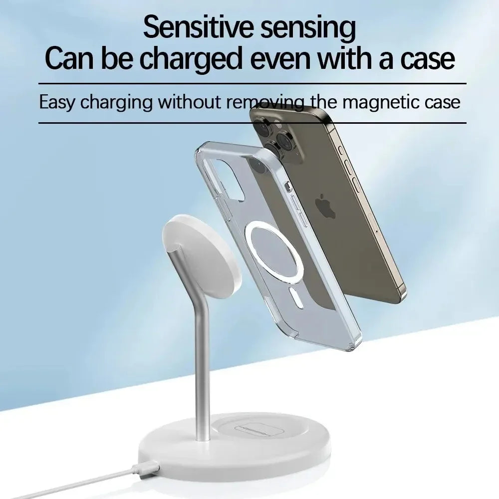 2 in 1 Magnetic Phone Charging Station Dock Portable Wireless Charger Stand For iPhone 16 15 14 13 Pro Max AirPods Fast Chargers