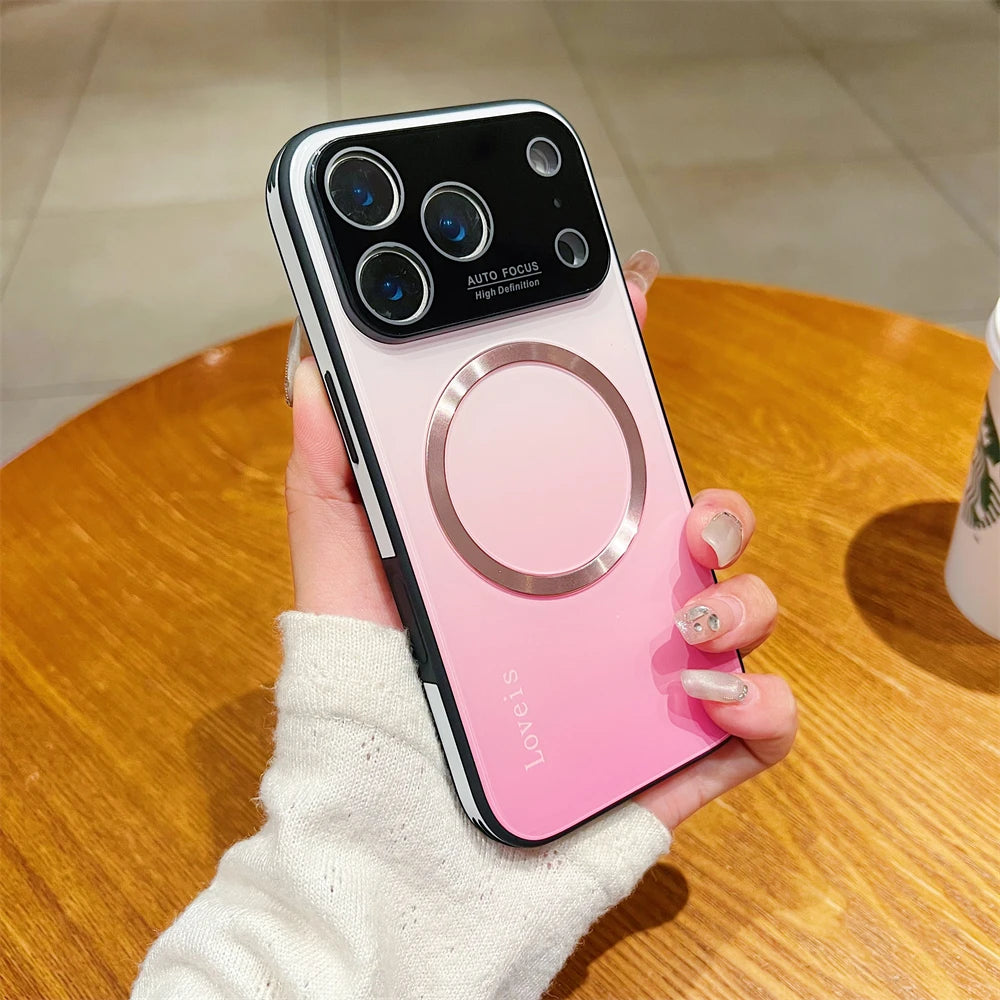 For Magsafe Magnetic Gradient Glass Case For iPhone 17 16 15 14 13 12 Pro Max Plus Air Wireless Charging Shockproof Phone Cover