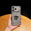 Cute Cartoon Gengar Emboss Leather Texture Laser Phone Case for iPhone 17 Air 16 15 14 13 12 Pro Max Shockproof Protective Cover