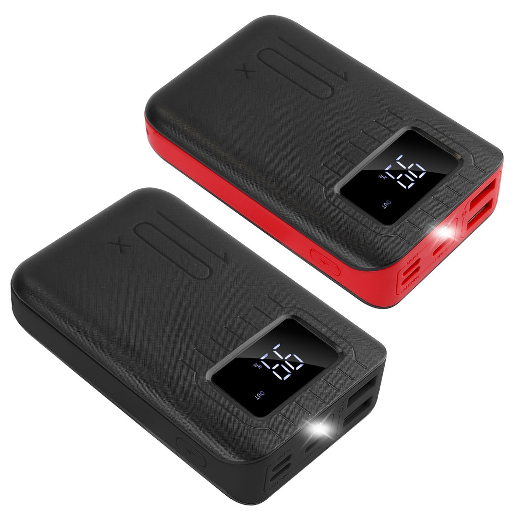 1Pc 1W MAh Portable Power Bank External Battery Pack Charger Dual USB Charge Interface With LCD Display Flashlight Type C Micro USB Lightning Input